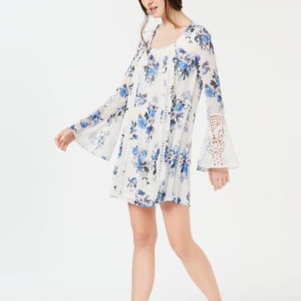 NEW Blue Floral Babydoll Dress